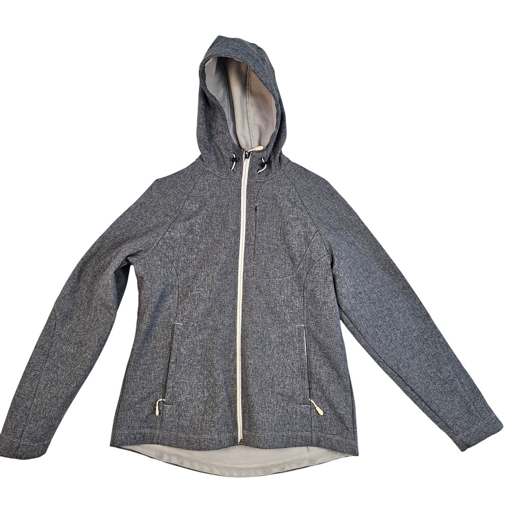 Kirkland Signature Womens Gray Softshell Fleece Lined Hooded Jacket Large L/G